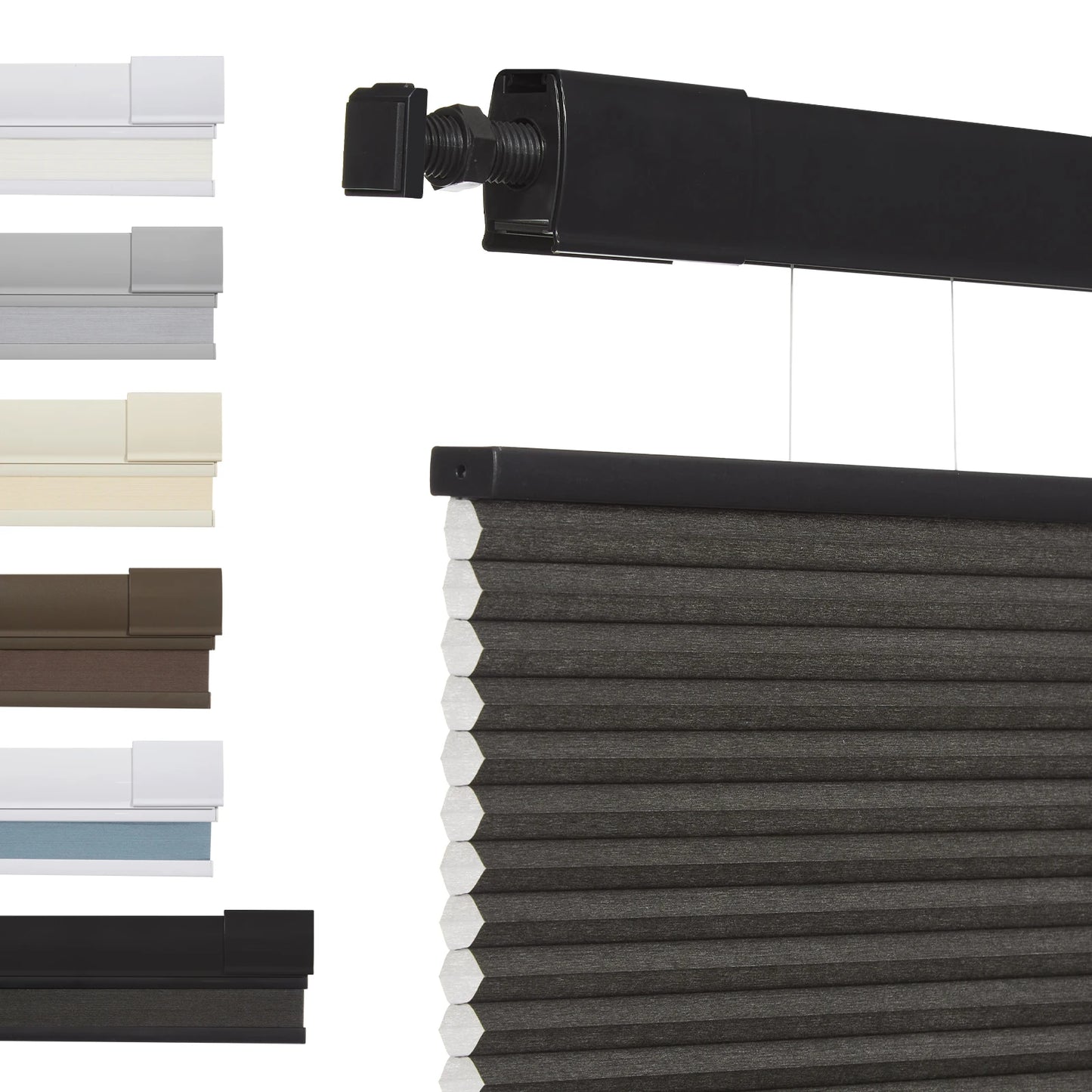 No Tools No Drill Top-Down Bottom Up Honeycomb Blinds for Windows, 1" Cell Fabric Cordless
