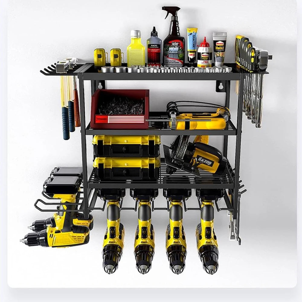 4 Layer Wall Mounted Storage Rack With Hooks