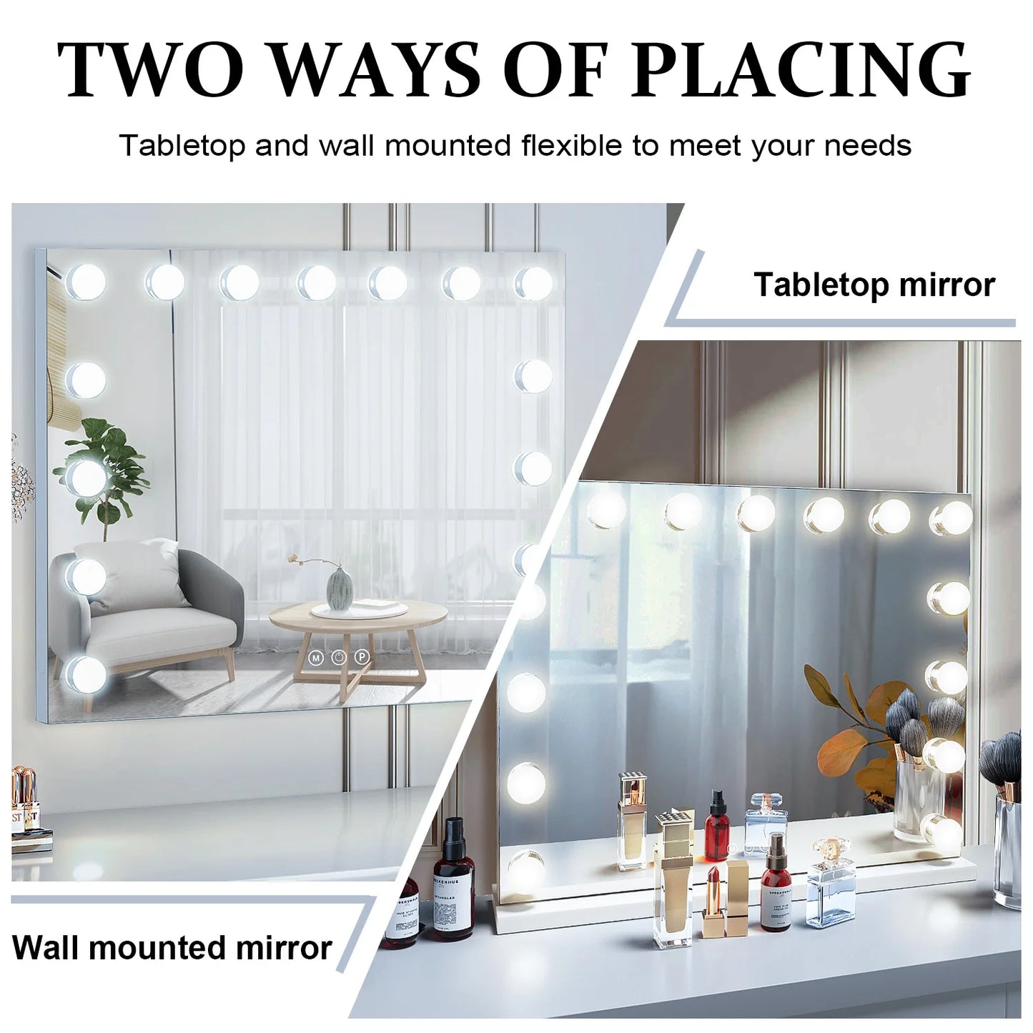 FENCHILIN Vanity Mirror w/ Hollywood Lighted Makeup Mirror