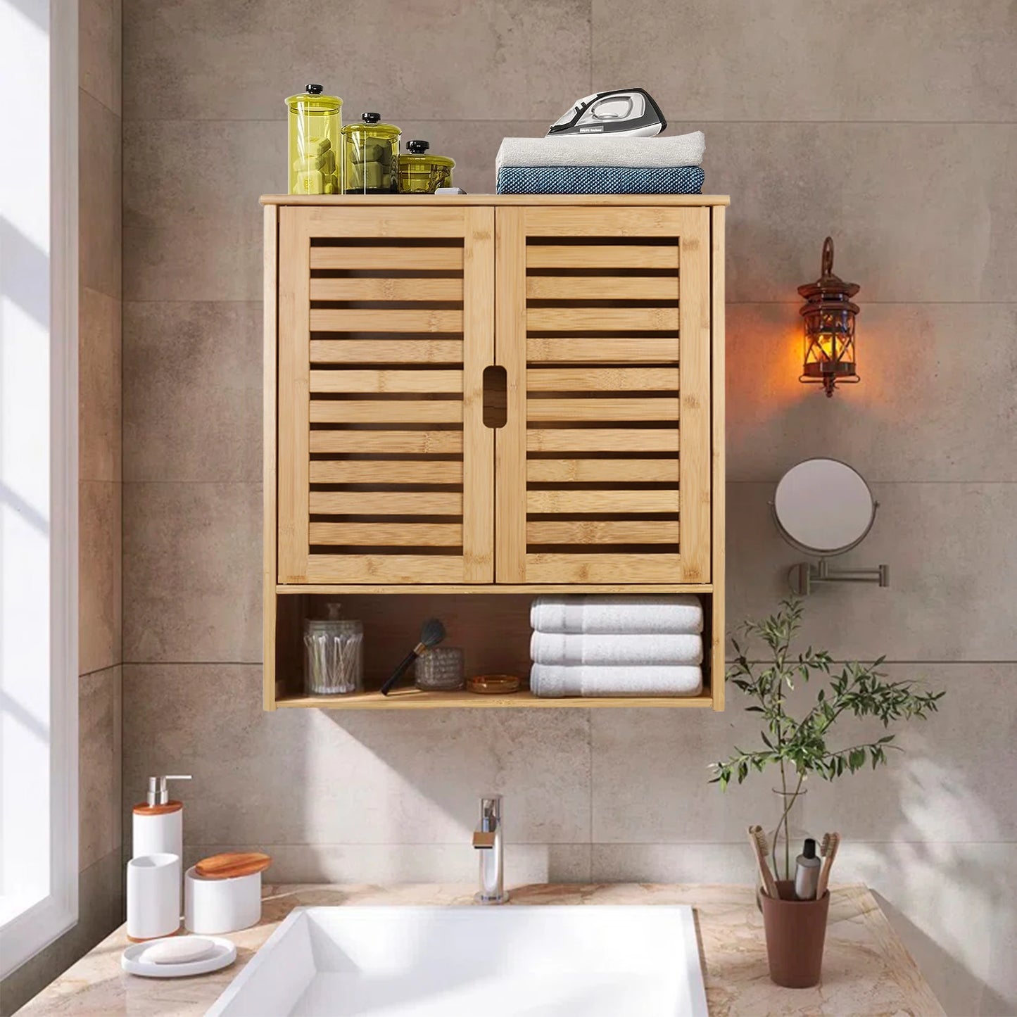 Wall Cabinet Bathroom Storage Cabinet Wall Mounted W/ Adjustable Shelves