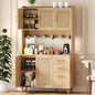 Kitchen Pantry Cabinet with Microwave Shelf,