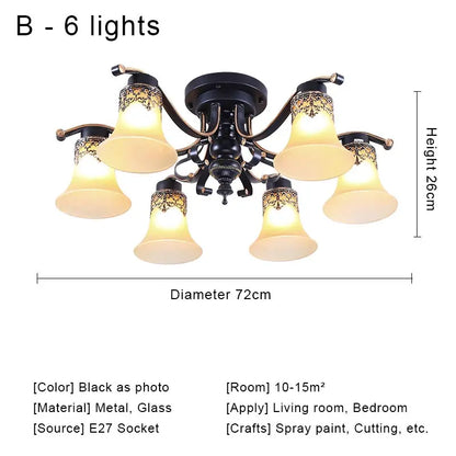 Vintage Chandelier Glass Pendant Lamp Indoor Lighting for Living Room Bedroom Kitchen Lustres Retro Loft Hanging Light Fixture