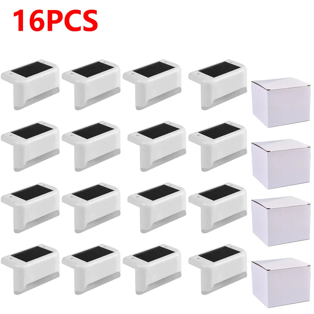 Warm White LED Solar Step Lamp Path Lights Waterproof Balcony, Patio Stair, Fence Light.