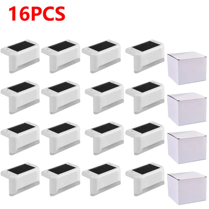 Warm White LED Solar Step Lamp Path Lights Waterproof Balcony, Patio Stair, Fence Light.