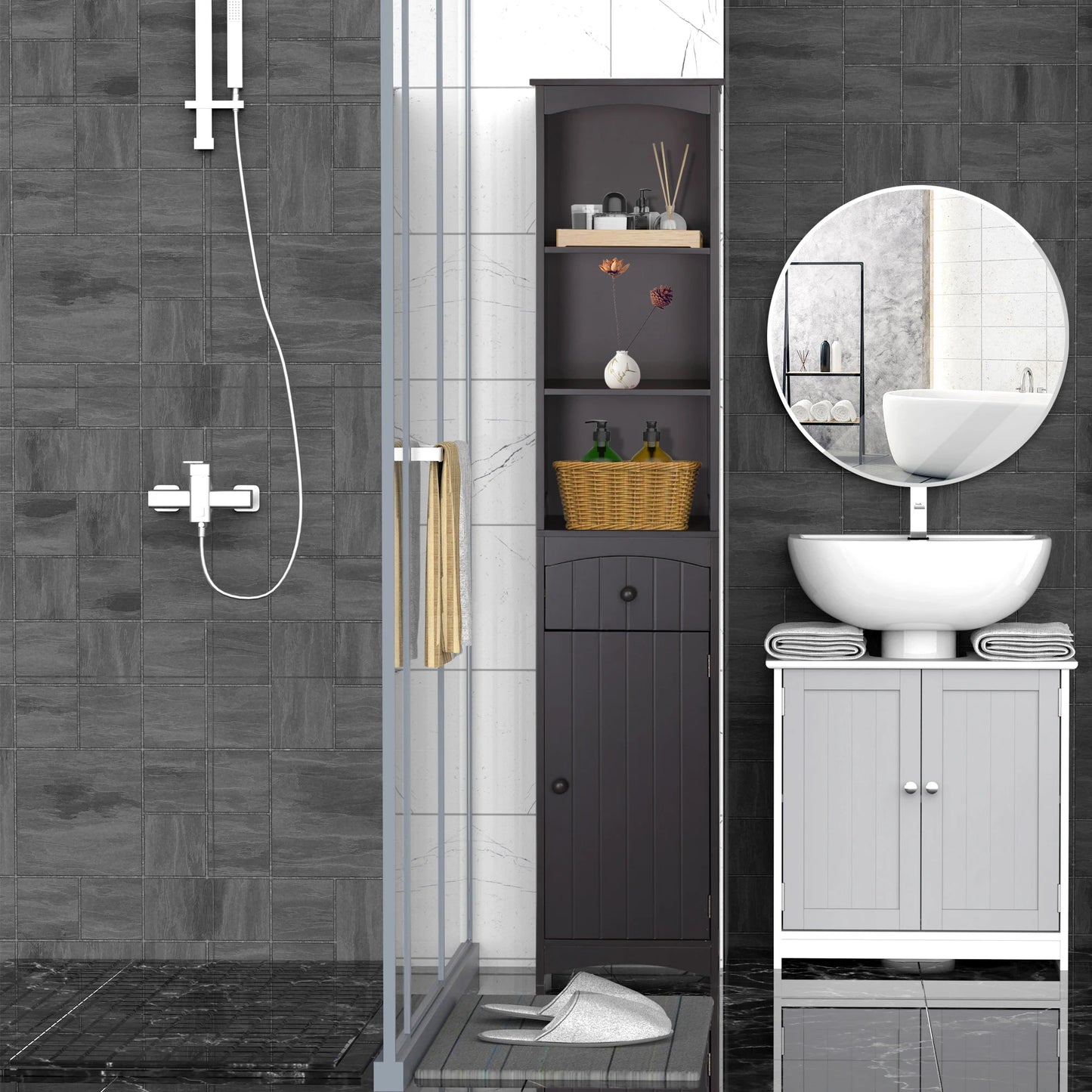 Tall Bathroom Cabinet Free Standing Bath Storage
