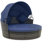 4pc Round Convertible Daybed Cushions PE Rattan Patio Sofa