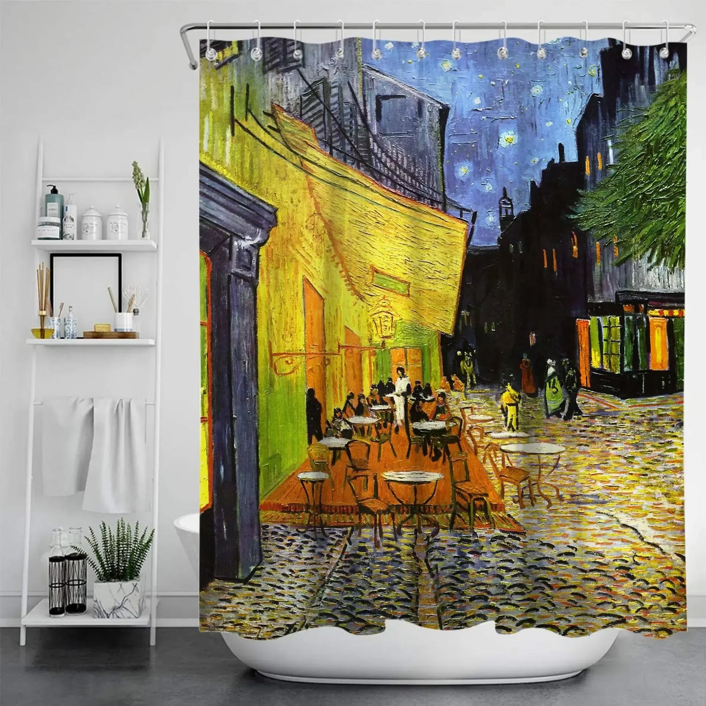 1pc Van Gogh Painting Anti-mildew Shower Curtain Polyester