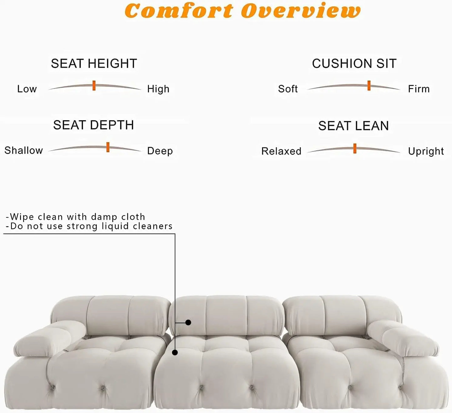 104" Minimalist Modular Sectional Sofas 3 Seats Sofa Sets for Office Apartment