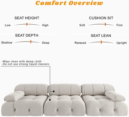 104" Minimalist Modular Sectional Sofas 3 Seats Sofa Sets for Office Apartment