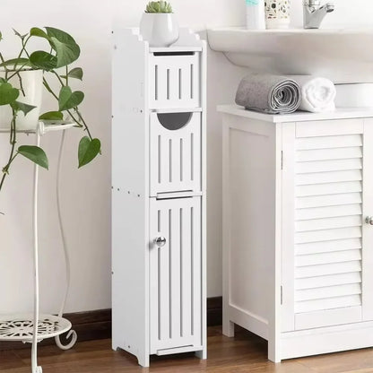 Bathroom Storage Cabinet Toilet Paper Holder Stand W / Door
