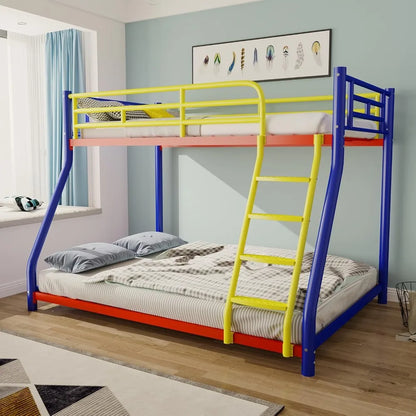 Adults Twin Over Full Bunk Bed W / Safety Rail and Ladder, Colorful Full Size Bed Frame, Trundle Bed T Option
