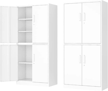 71” Metal Storage Cabinet-Lockable Garage Tool Cabinets W / Doors and Shelves