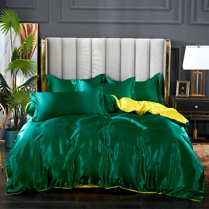3-Pieces Silky Satin Duvet Cover Set Queen Size Soft Smooth Durable Comforter