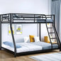 Metal Bunk Bed, Full Size Bed Frame, Twin Over Full Bunk Bed W/ Safety Guardrail and Ladder