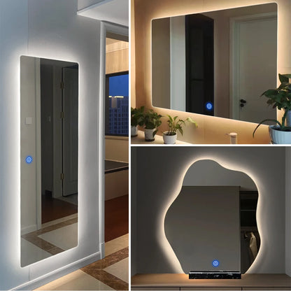 Makeup Mirror Backlight Lighting COB 5V USB LED Strip Penetrate Mirror Touch Sensor Switch Dimmable Bathroom Vanity Mirror Light