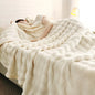 Solid Color Flannel Rabbit Fur Blanket Nap Cover Coral Fleece