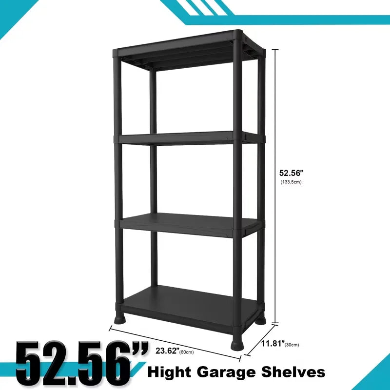 Storage Rack Containers Black 5-Layer Black Plastic Storage Rack Heavy Duty Adjustable Shelving ...