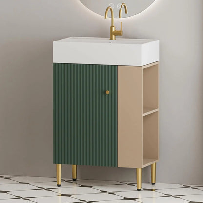 21.6" Bathroom Vanity with Single Sink, Standing Cabinet W /  Side Storage