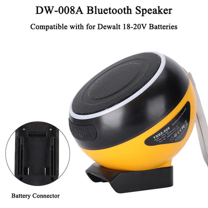 Portable Wireless Speaker for Makita/DeWalt/Milwaukee/Bosch 18V-20V Battery Supports Bluetooth 5.3 High-Definition Sound Quality