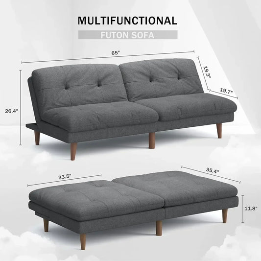 Futon Sofa Bed Fabric Couch Adjustable Sleeper Sofa Bed