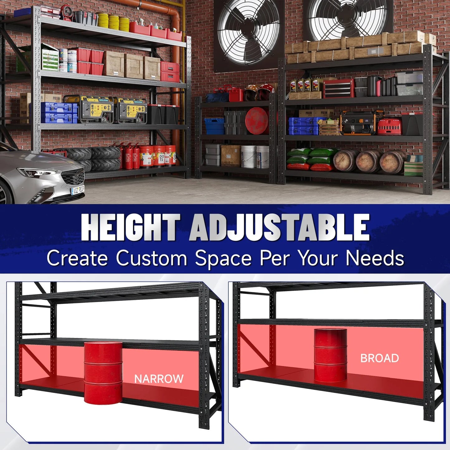 7000lb Heavy Duty Steel Shelves 79"W, Garage/Warehouse/Storage Rack