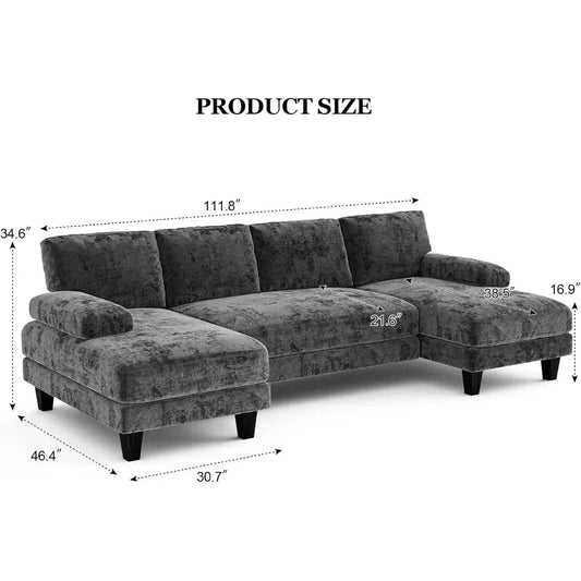 U Shaped Sectional Couches for Living Room 111 Inch Modular Sofa