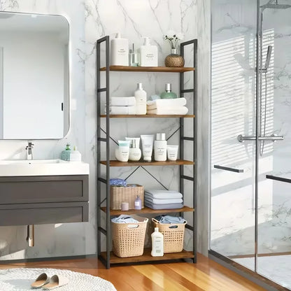 5-Tier Industrial Black Freestanding Bookcase &Shelves