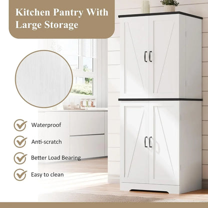 Sturdy Kitchen Pantry Storage Cabinets w/ Adjustable Shelves