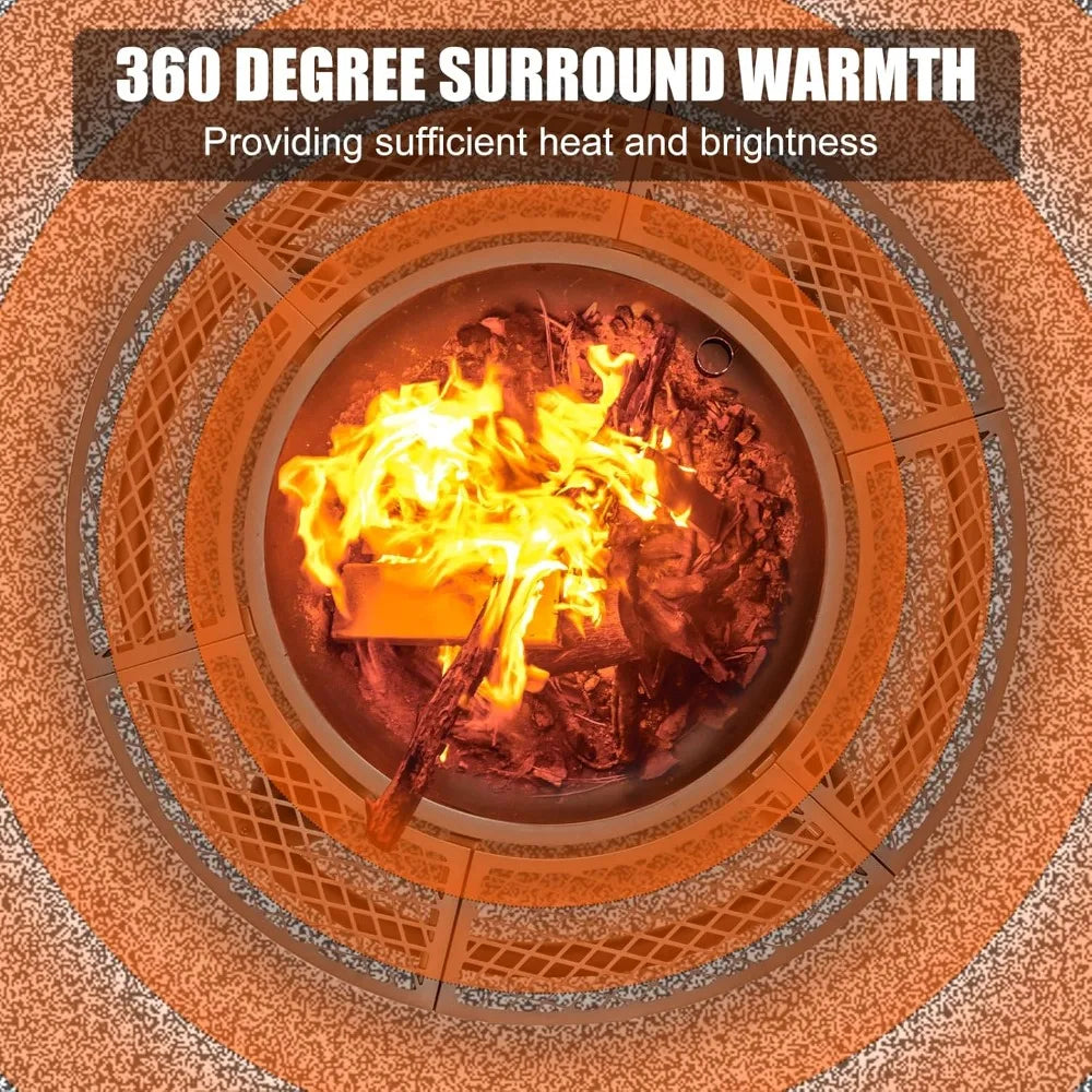 47 Inch Outdoor Fire Pit with 2 Grills, Extra Large BBQ Firepits for Outside,