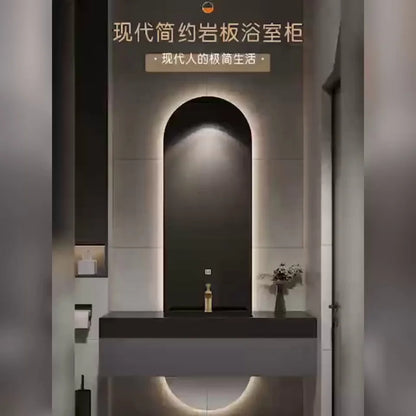 Combination Double Mirror Villa Light Luxury Rock Slab Integrated Basin Bathroom Cabinet