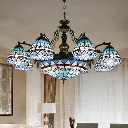 BROTHER Tiffany Chandelier LED American Retro Creativity Living Room Restaurant Bedroom Villa Hotel Cafe Bar Color Pendant Light