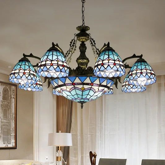 BROTHER Tiffany Chandelier LED American Retro Creativity Living Room Restaurant Bedroom Villa Hotel Cafe Bar Color Pendant Light