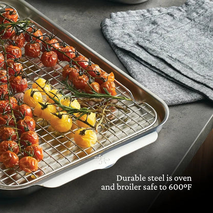 9 x 12.5 Tri-ply Quarter Sheet Pan with Stainless Steel Rack