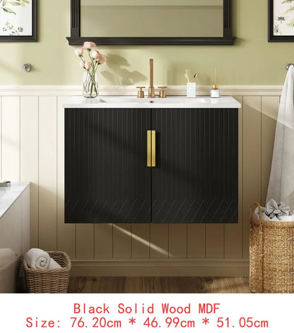 60" Vintage Bathroom Vanity Set with Separate Ceramic Sink, 3 Holes Single Sink