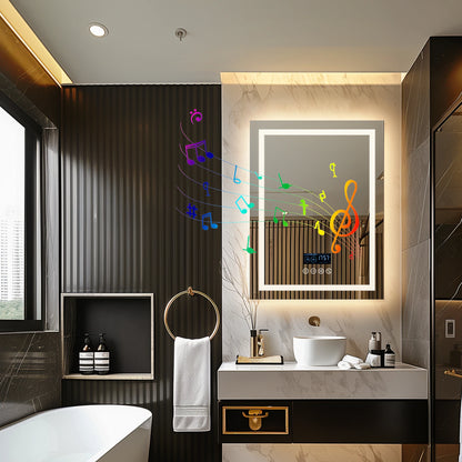 Lighted Bathroom Mirror w/ Bluetooth Speaker Smart