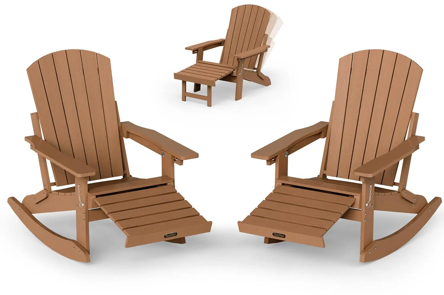 Adirondack Rocking Chair with Retractable Ottoman Set