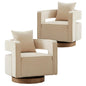 Upholstered Swivel Accent Chair Set of 2 Linen Open Back