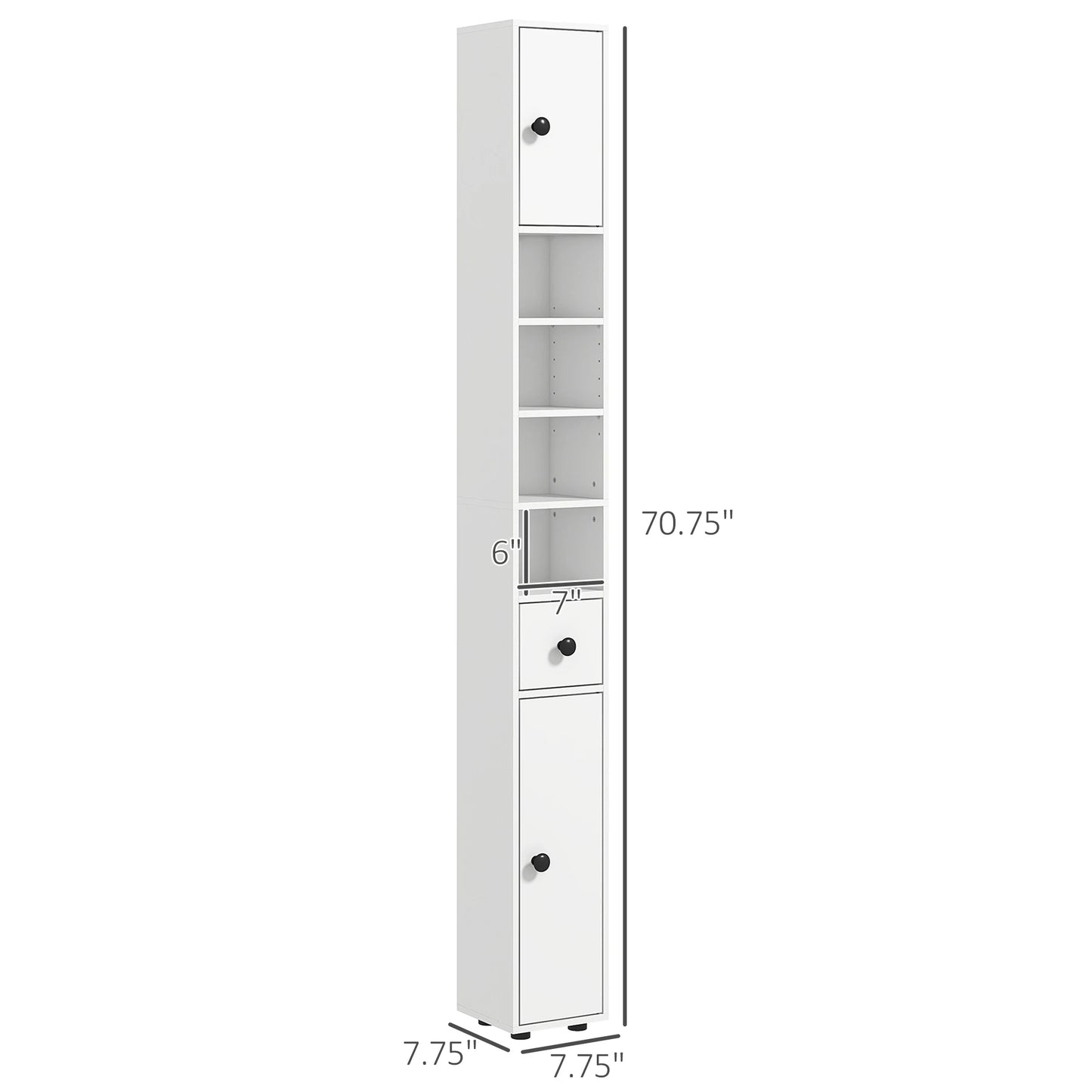 71" Tall Bathroom Storage Cabinet, Narrow Toilet Paper Cabinet