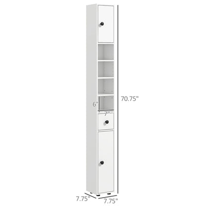 71" Tall Bathroom Storage Cabinet, Narrow Toilet Paper Cabinet