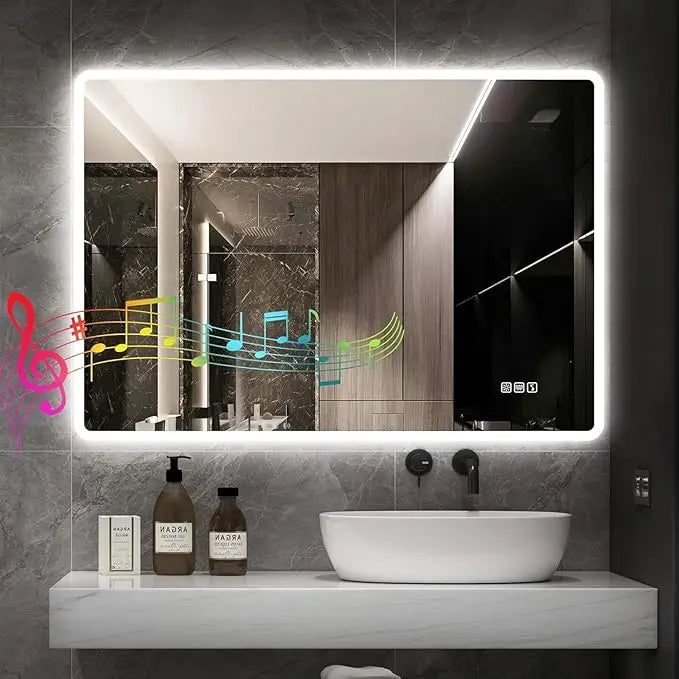 24"x32" LED-Bathroom-Mirror W/ Lights, Wall-Mounted with Bluetooth Speaker