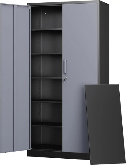Metal Storage Cabinets W / Lock Doors Adjustable Layers Shelves