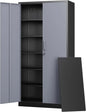 Metal Storage Cabinets W / Lock Doors Adjustable Layers Shelves