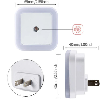 Plug in Dimmable Led Night Light with Auto Dusk to Dawn Sensor, for Hallway Bedroom，4Pack white light