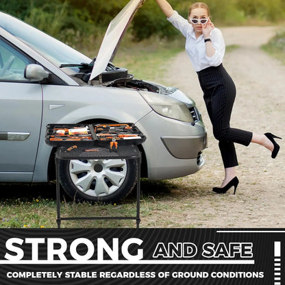 Vehicle Tire Mounted Steel Camping Table Adjustable