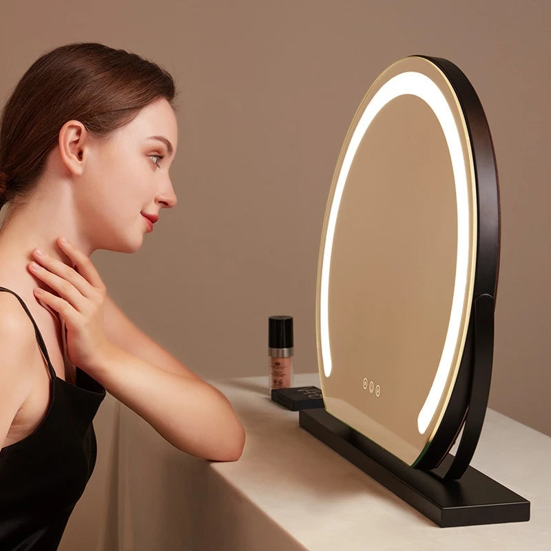 40cm Semicircle LED Makeup Mirror Smart Tabletop Vanity Cosmetic For Women Teens Dressing Table With Lights Christmas Gift