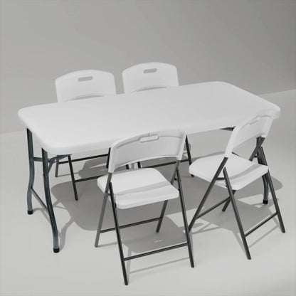 6ft Plastic Folding Table, Portable Folding Table, Outdoor Folding Picnic Table with Sturdy Handles on Both Sides