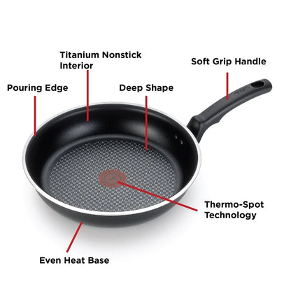 Comfort Titanium Nonstick Fry Pan 12 Inch Oven Safe Dishwasher Safe Heat Indicator