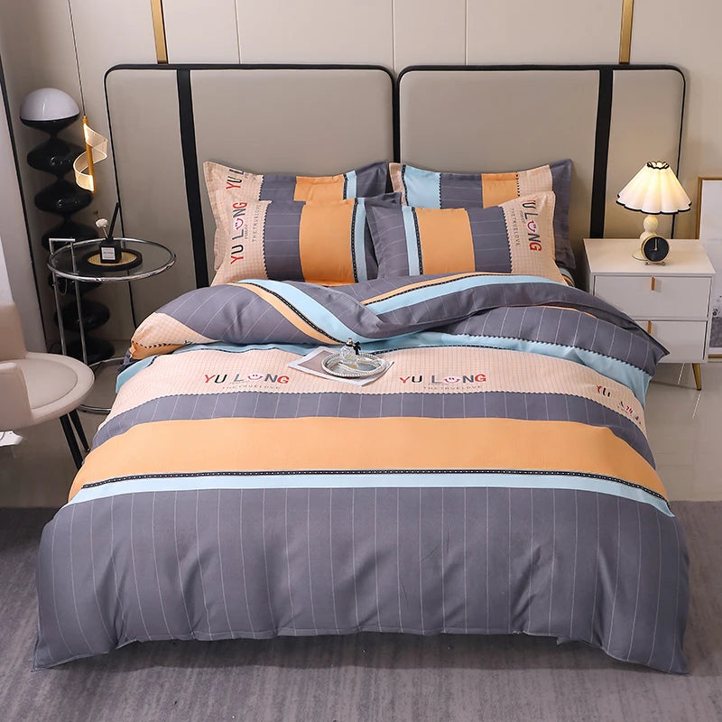 3 Pieces Luxury Striped Duvet Covers Soft Set Thickened Breathable Bedding Sets