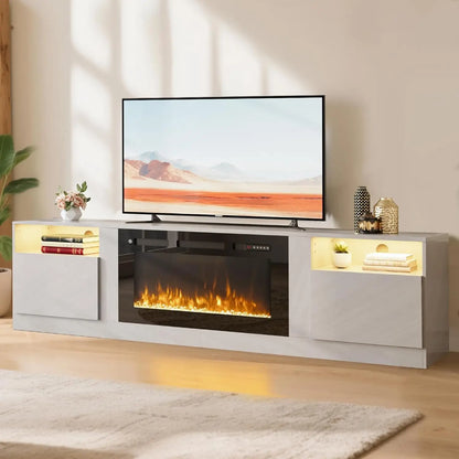 70" TV Stand with 36" Electric Fireplace, Storage Cabinet