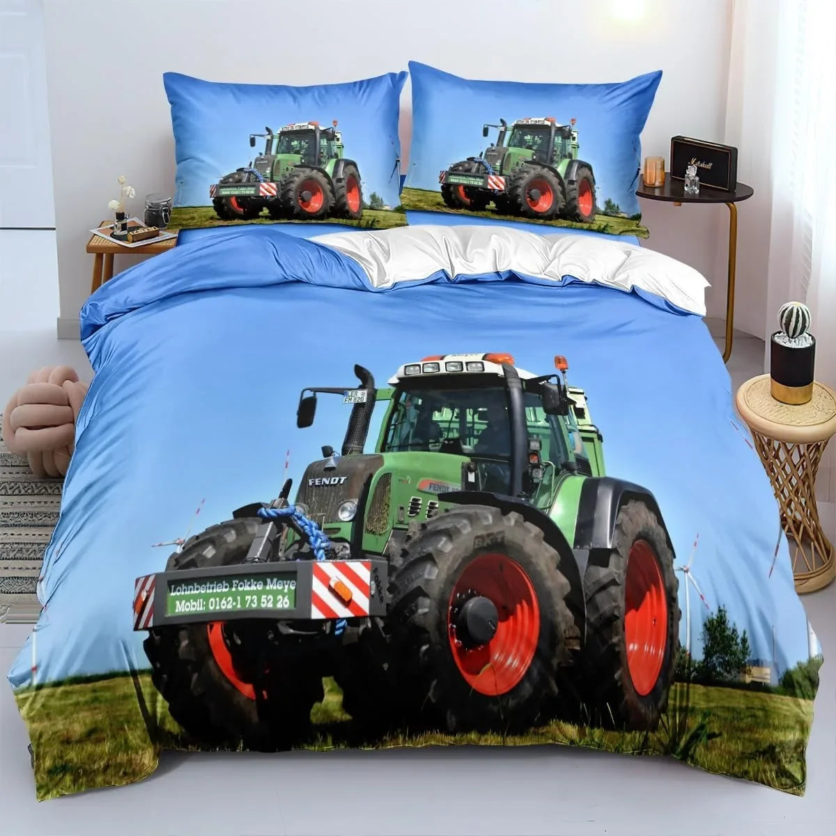 3D Printing Tractor Bedding Set Boys Tractors Duvet Cover Set with Pillowcase